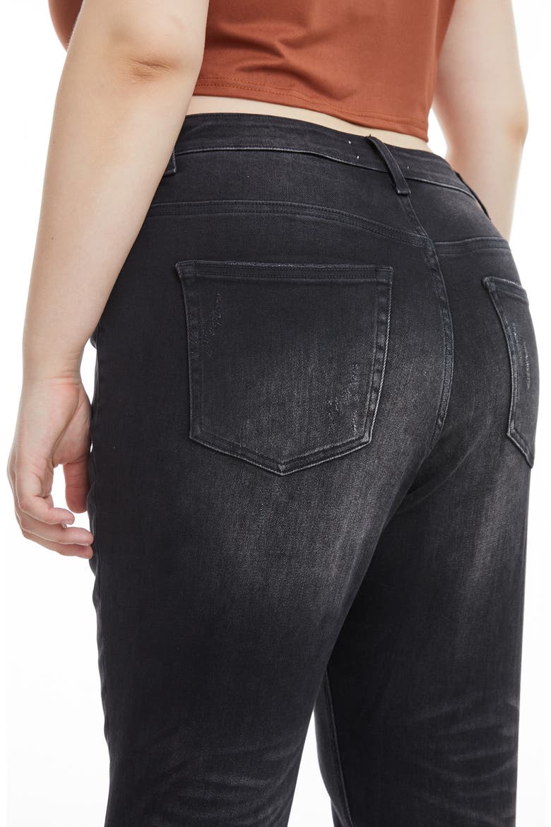 Painted High Waist Cuff Mom Jeans, Alternate, color, IRON BLACK