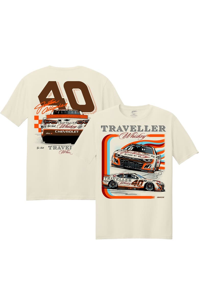 JR MOTORSPORTS OFFICIAL TEAM APPAREL Men's JR Motorsports Official Team Apparel Natural Justin Allgaier Traveller Whiskey Car T-Shirt, Main, color, 