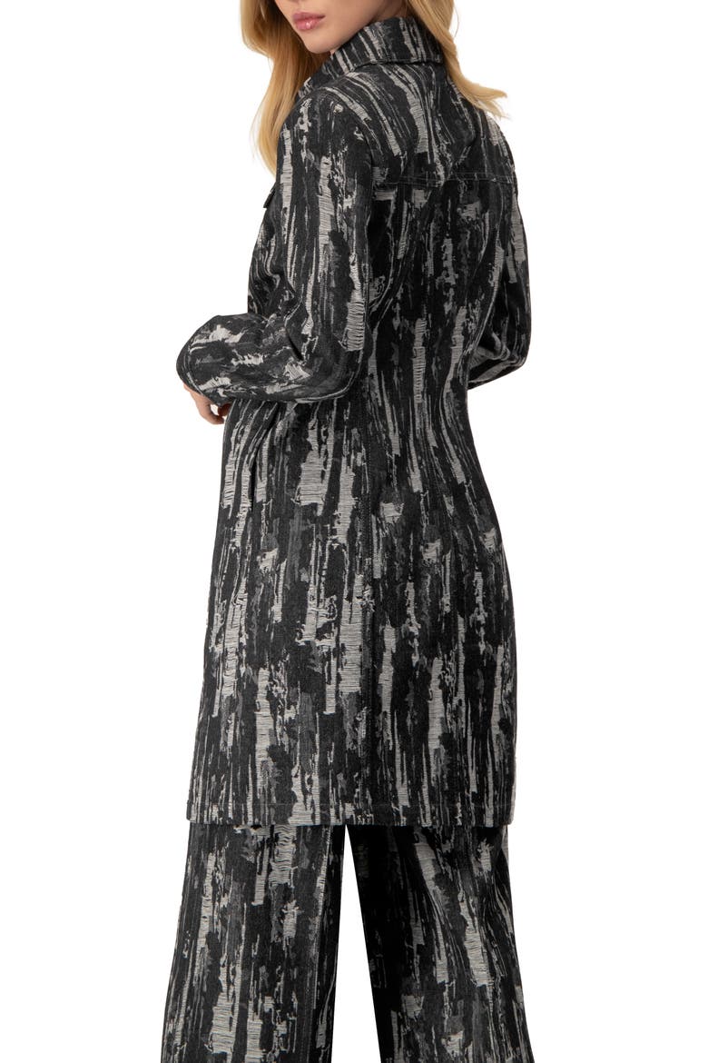 Abstract Denim Long Jacket, Alternate, color, Black