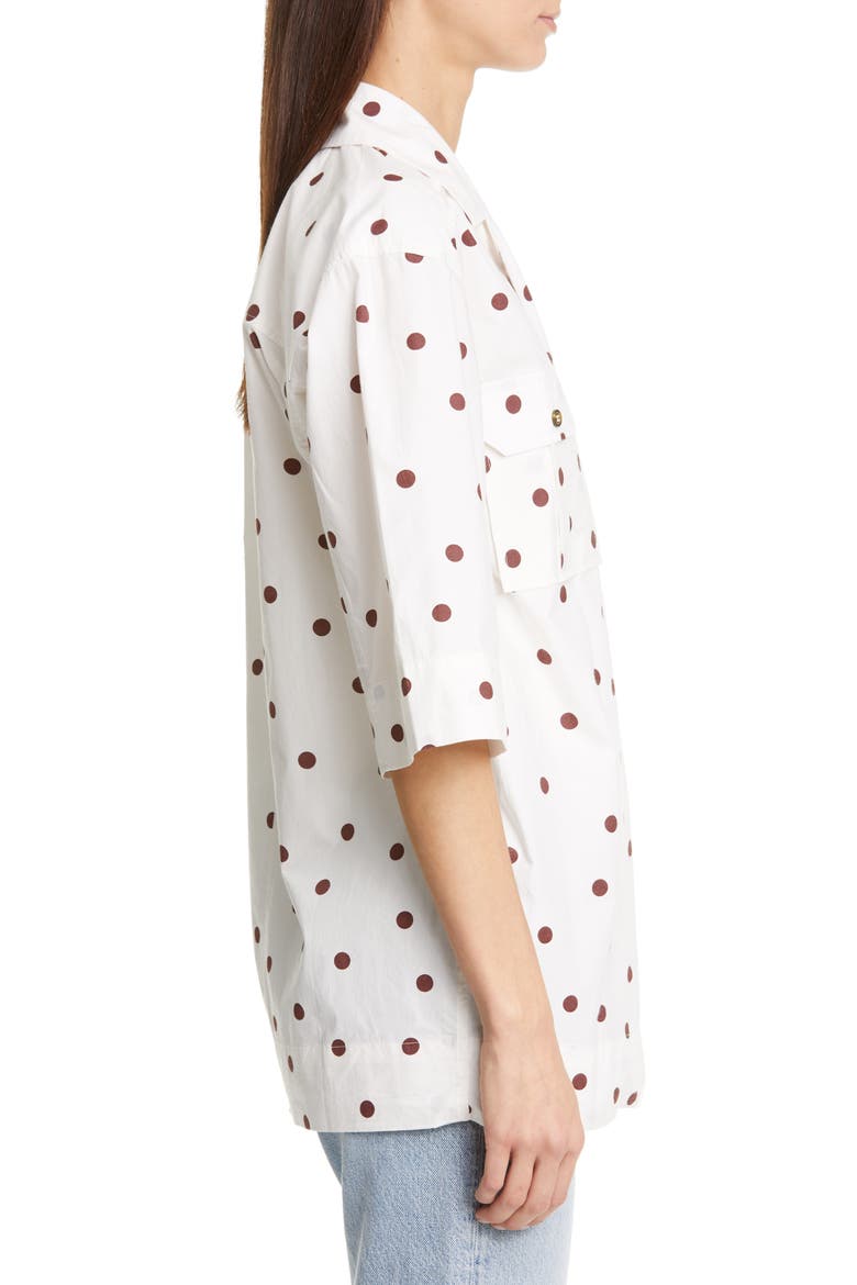 Dot Print Oversize Wrap Shirt, Alternate, color, EGRET