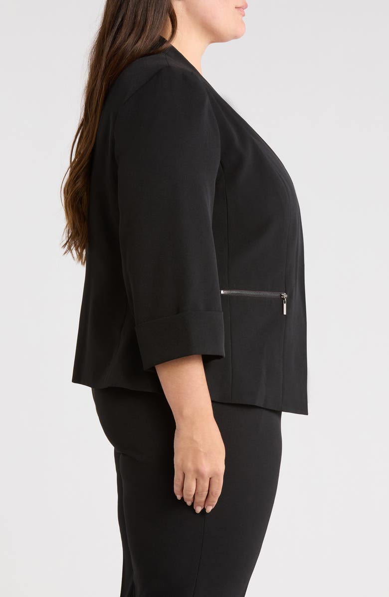KASPER Stretch Crepe Jacket, Alternate, color, Black
