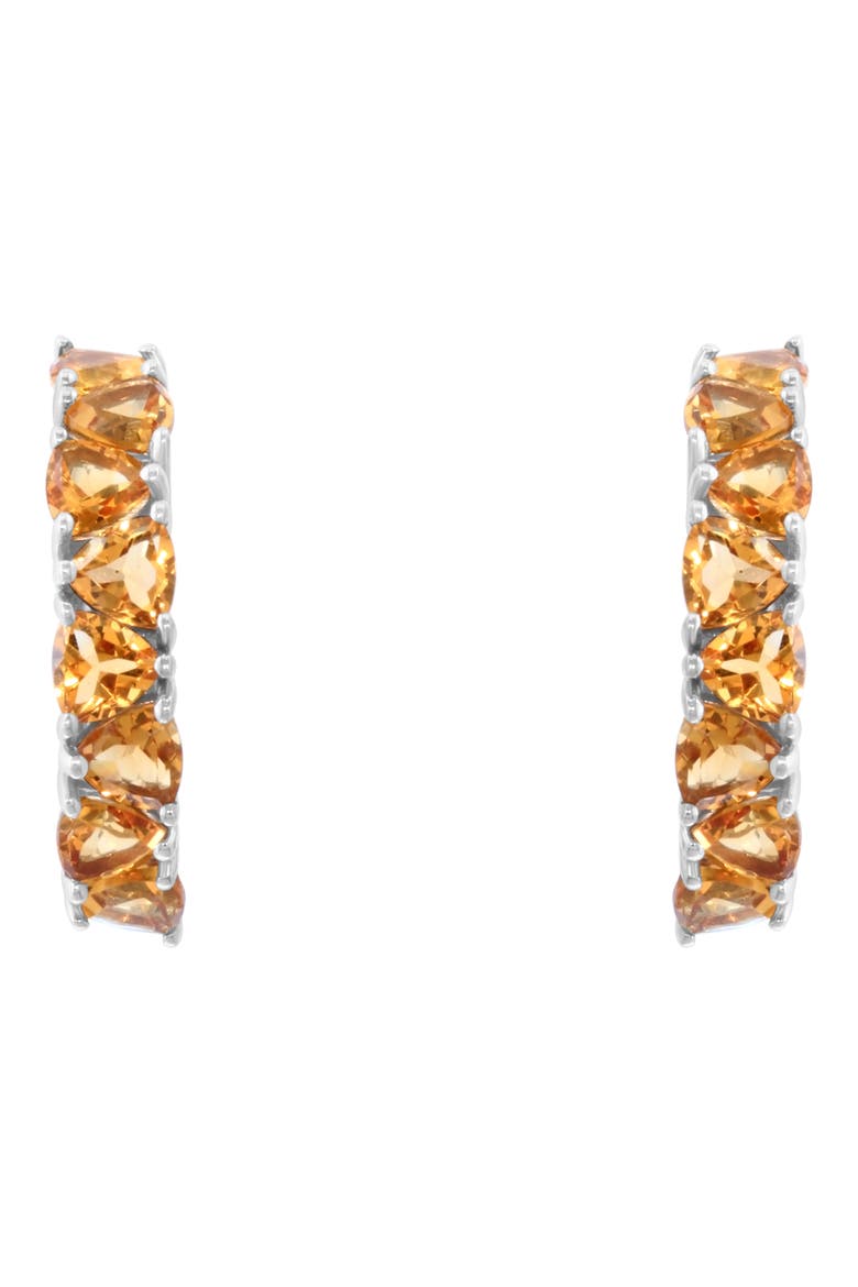 Sterling Silver Citrine Huggie Hoop Earrings, Alternate, color, ORANGE