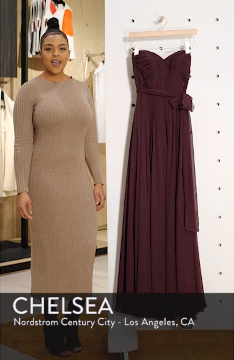 Mira Convertible Strapless Chiffon Gown, sales video thumbnail