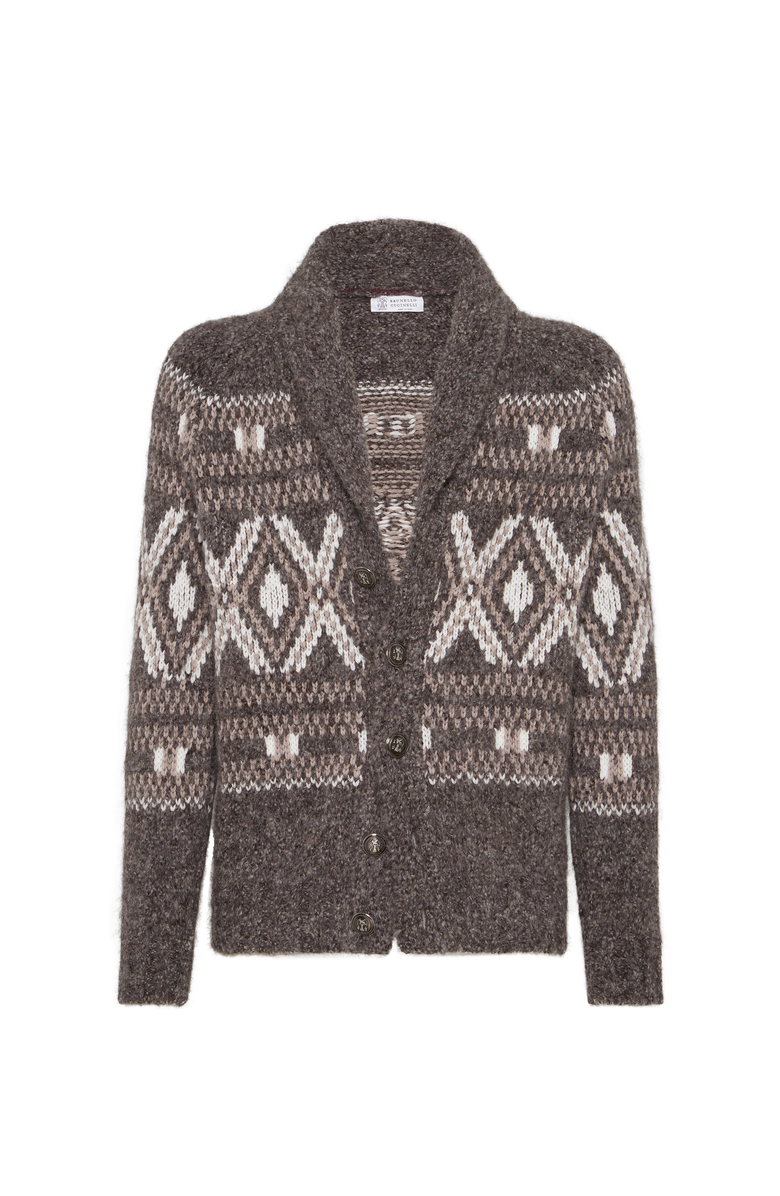 Brunello Cucinelli Cardigan with metal buttons, Main, color, Brown