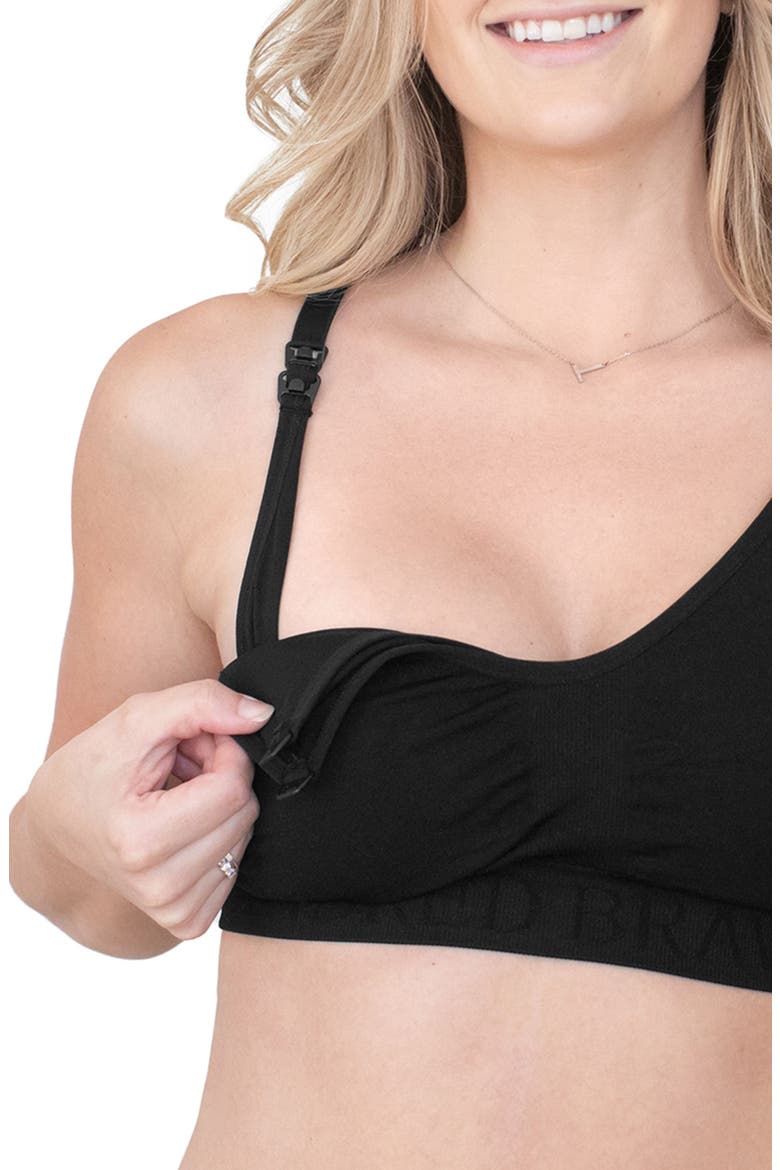 Sublime Hands-Free Pumping & Nursing Sports Bra - Sizing Available in B-D Cup, Alternate, color, BLACK