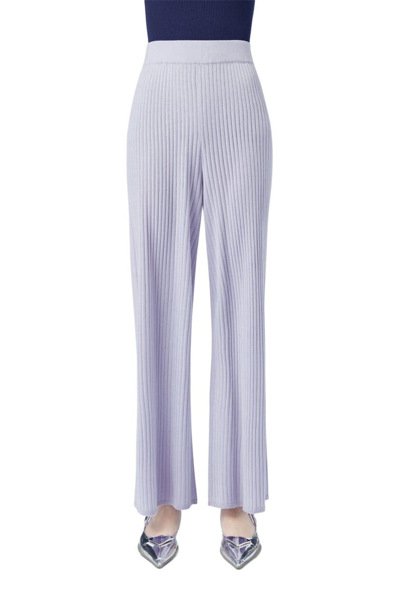 Rib-Knit Silk Cashmere Blend Pants, Alternate, color, purple heather