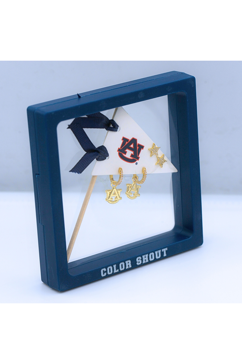 Auburn University Pennant Pair Earring Set, Alternate, color, Yellow Gold
