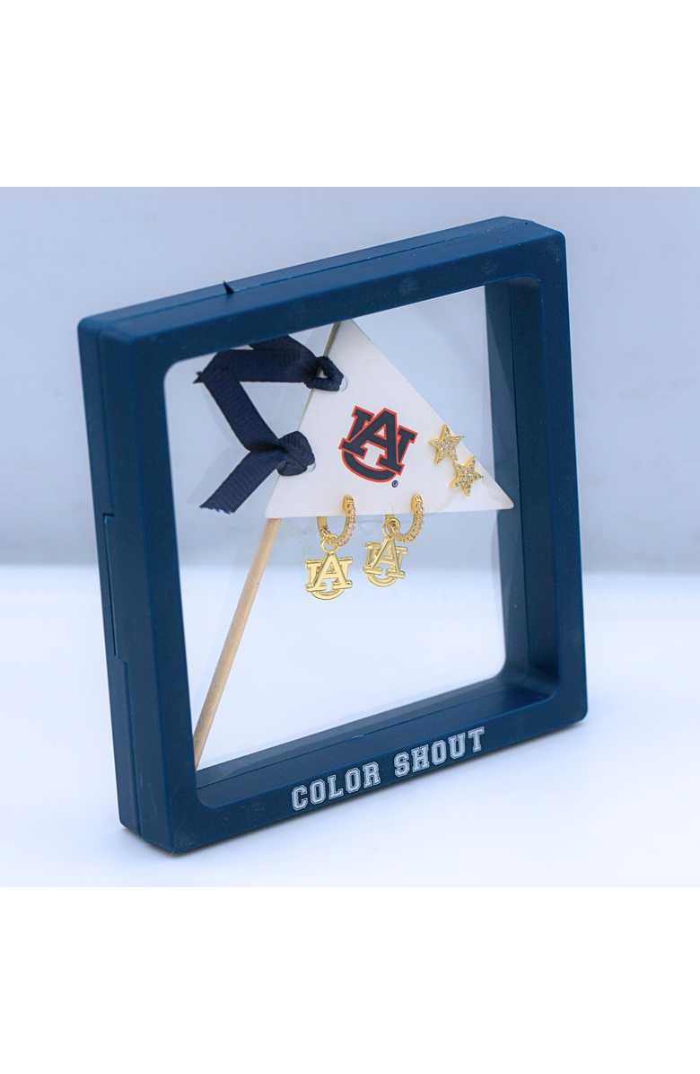 Color Shout Auburn University Pennant Pair Earring Set, Alternate, color, Yellow Gold