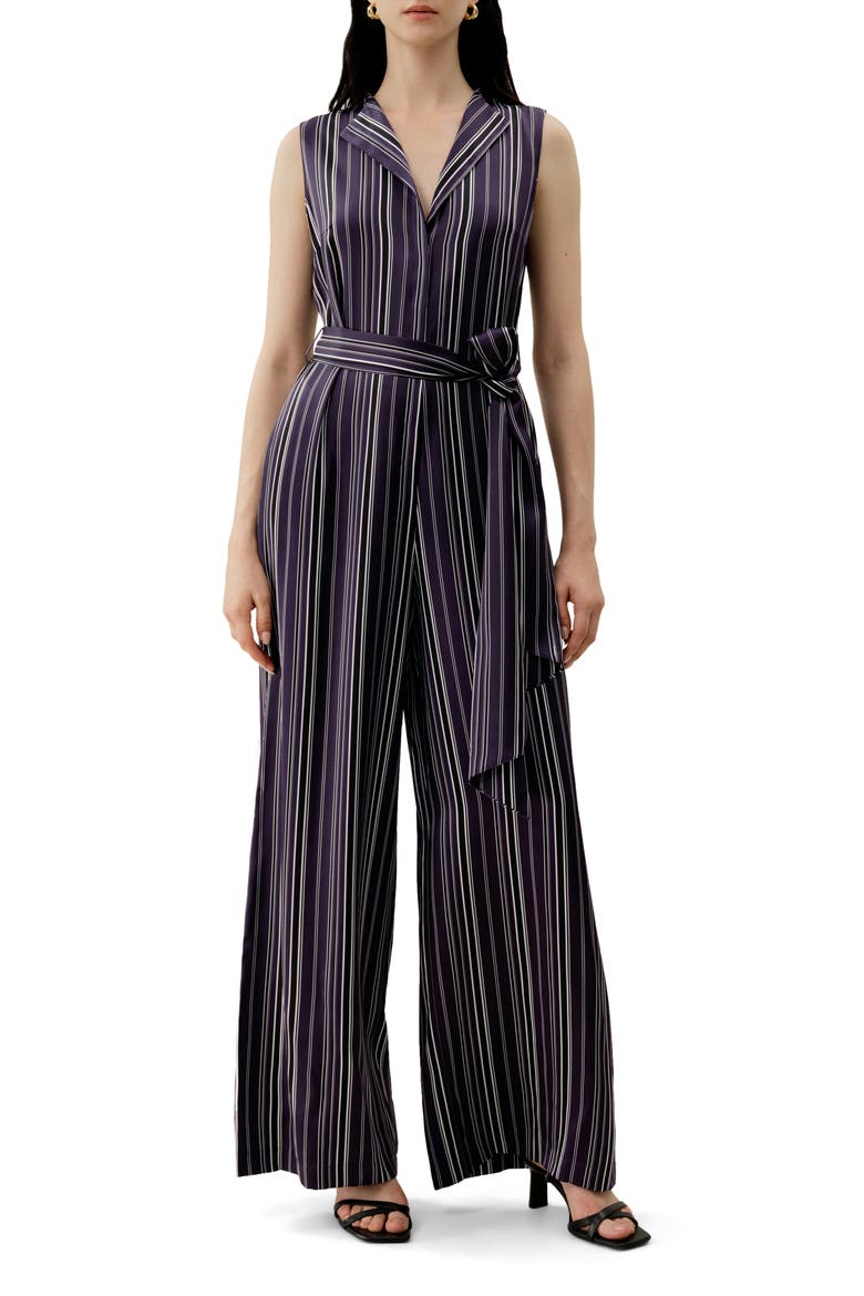 Women's Amethyst Silk Jumpsuit, Main, color, Amethyst