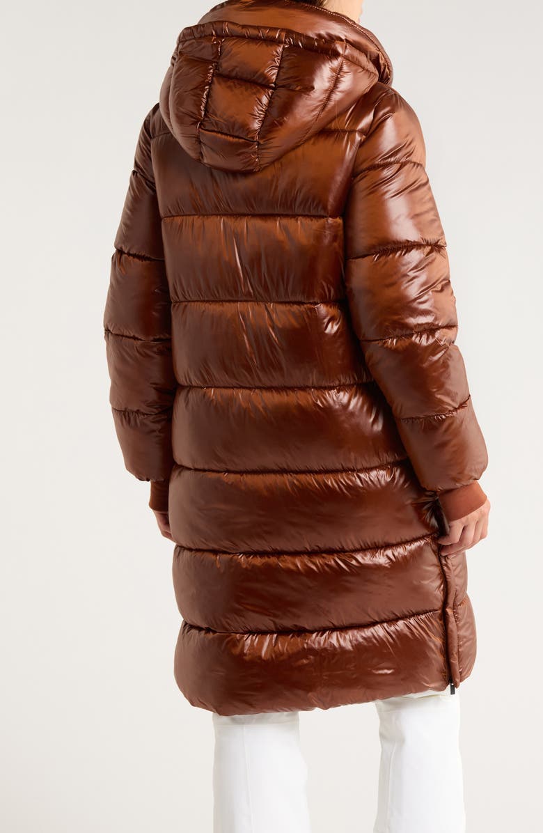 BCBGeneration Pillow 3/4 Hooded Longline Puffer Coat, Alternate, color, Chestnut