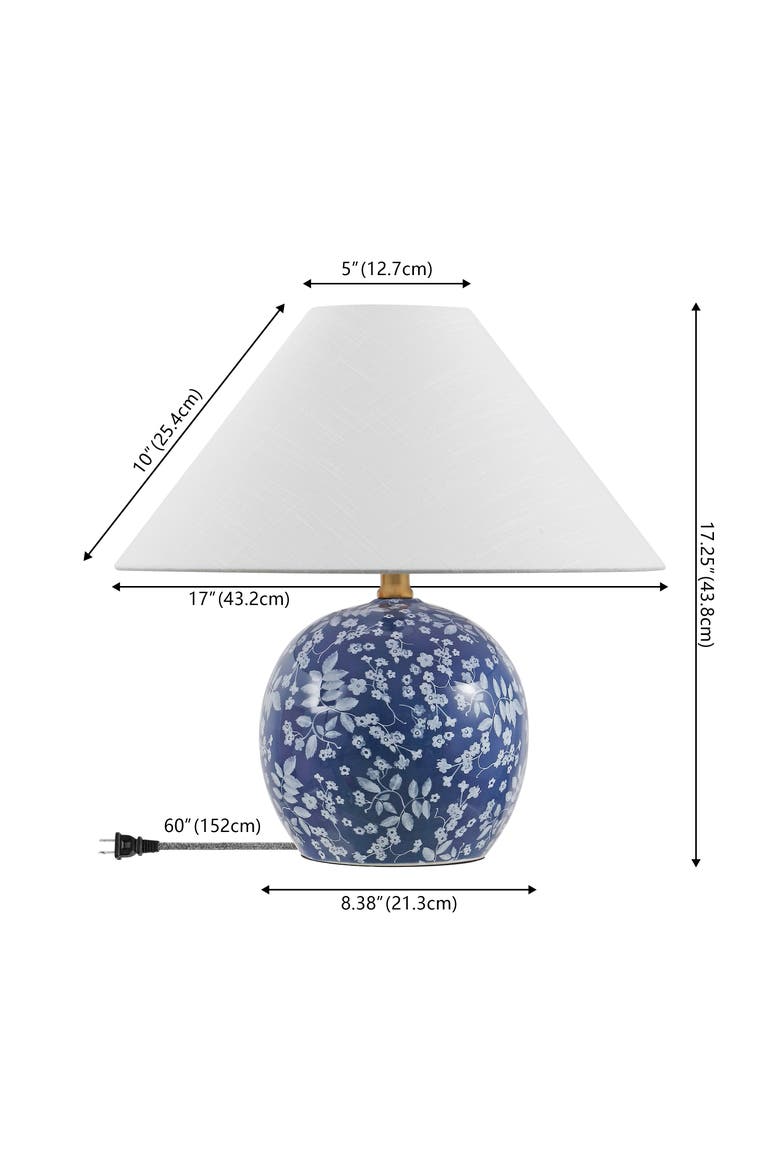 Felice Cottage Floral Ceramic Globe LED Table Lamp, Alternate, color, Blue/White