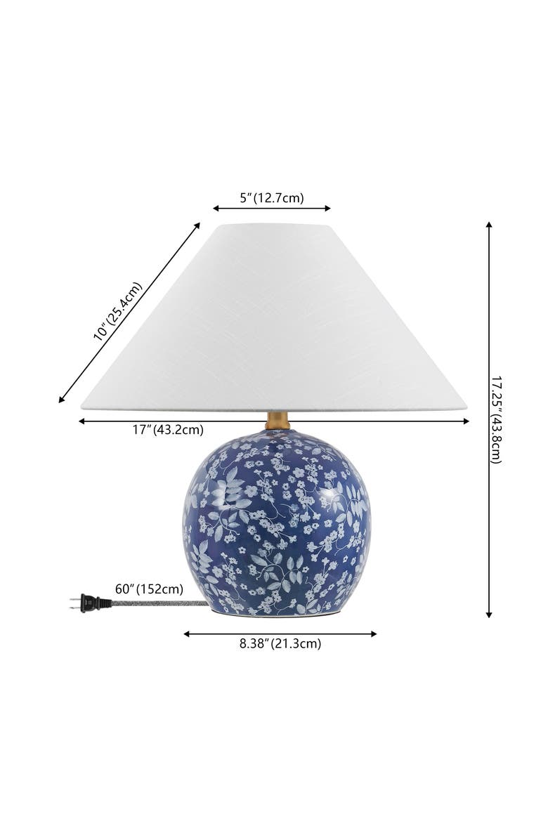 JONATHAN Y Felice Cottage Floral Ceramic Globe LED Table Lamp, Alternate, color, Blue/White