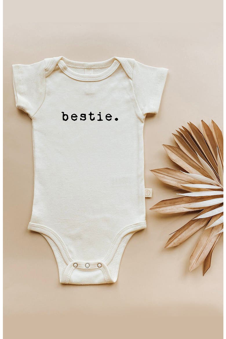 Bestie Organic Baby Bodysuit, Alternate, color, Natural Black Lettering