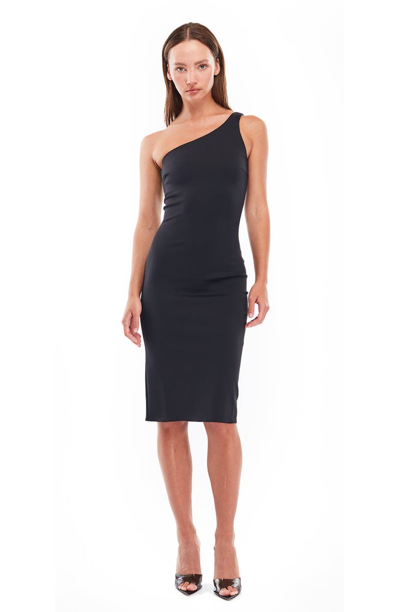 Mother of All Lauren one shoulder midi dress, Main, color, Black