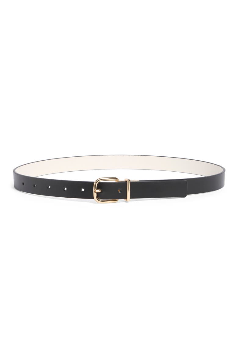 Reversible Leather Belt, Main, color, BLACK / CREAM
