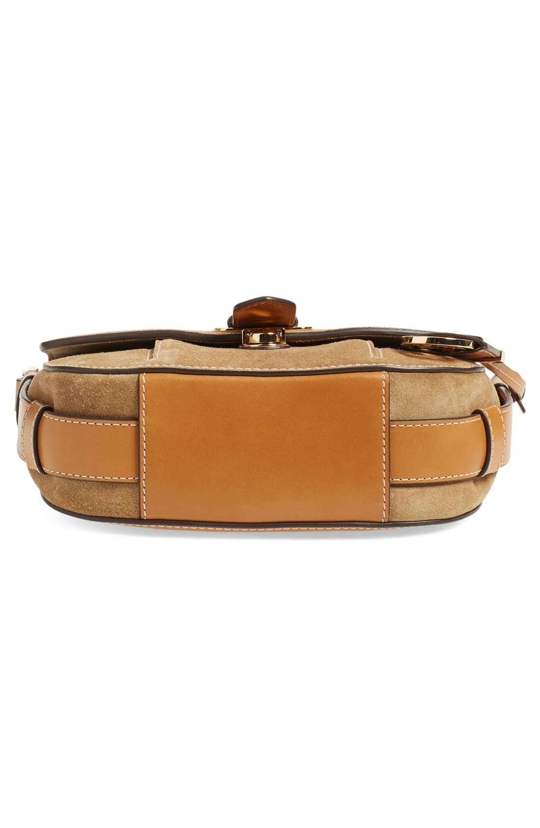 'Medium Romey' Suede Messenger Bag, Alternate, color, DESERT/ GOLD
