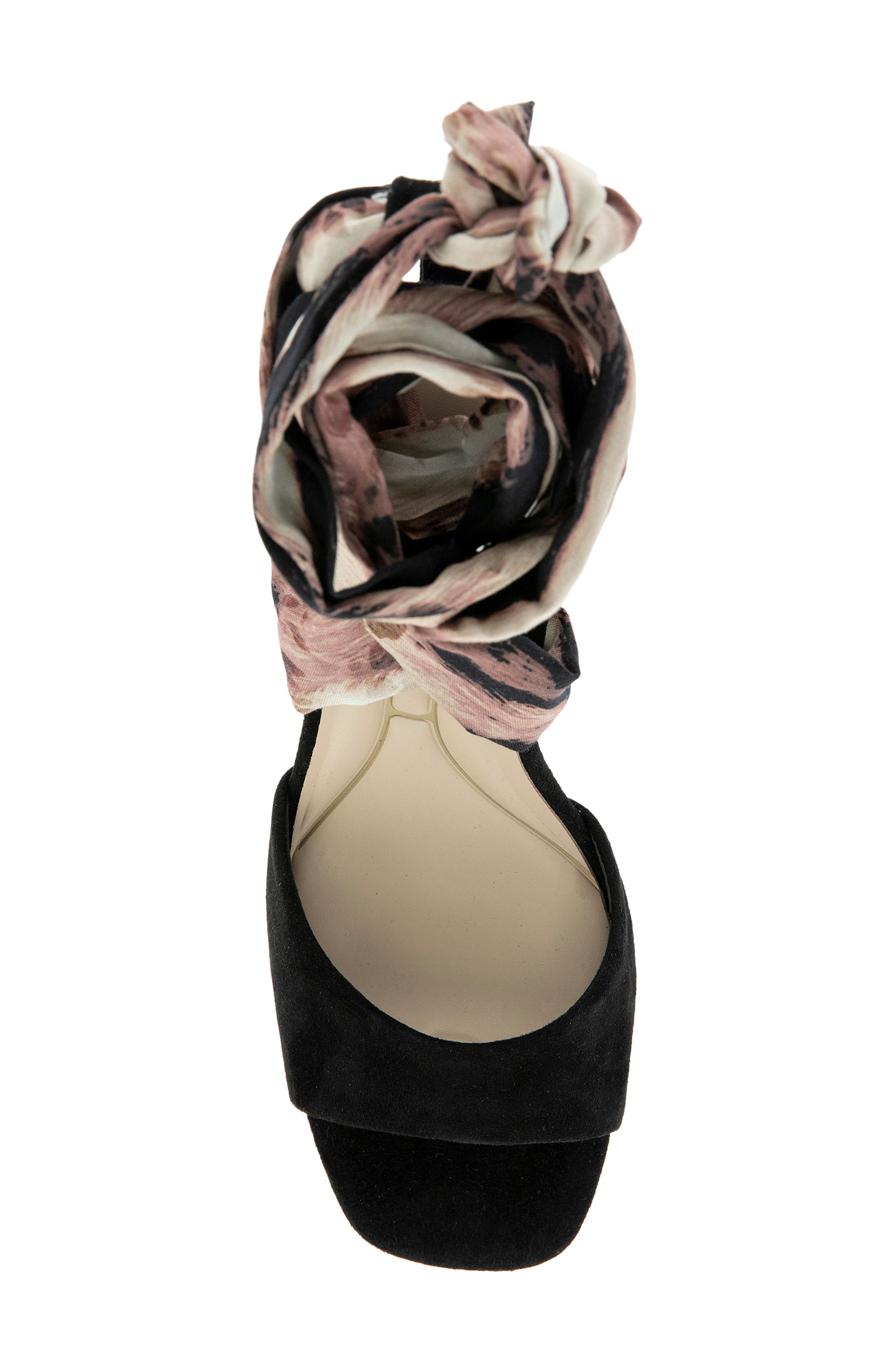 Kenneth Cole Fabia Ankle Wrap Wedge Sandal, Alternate, color, Black/ Brown Suede