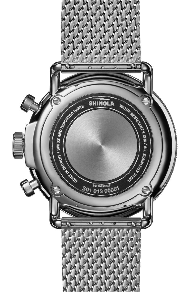 Shinola Canfield Model C56 Chronograph Mesh Strap Watch, 43mm, Alternate, color,
