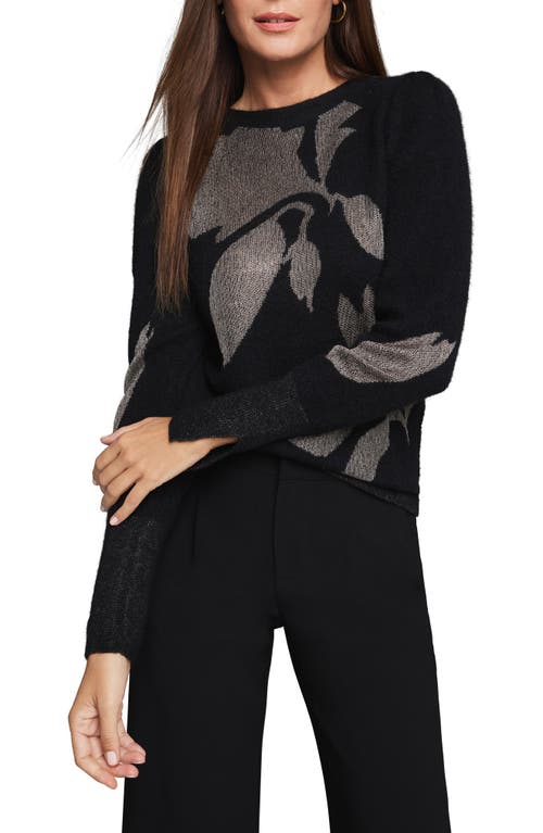 NIC+ZOE Lace Knit Floral Sweater in Black Multi 