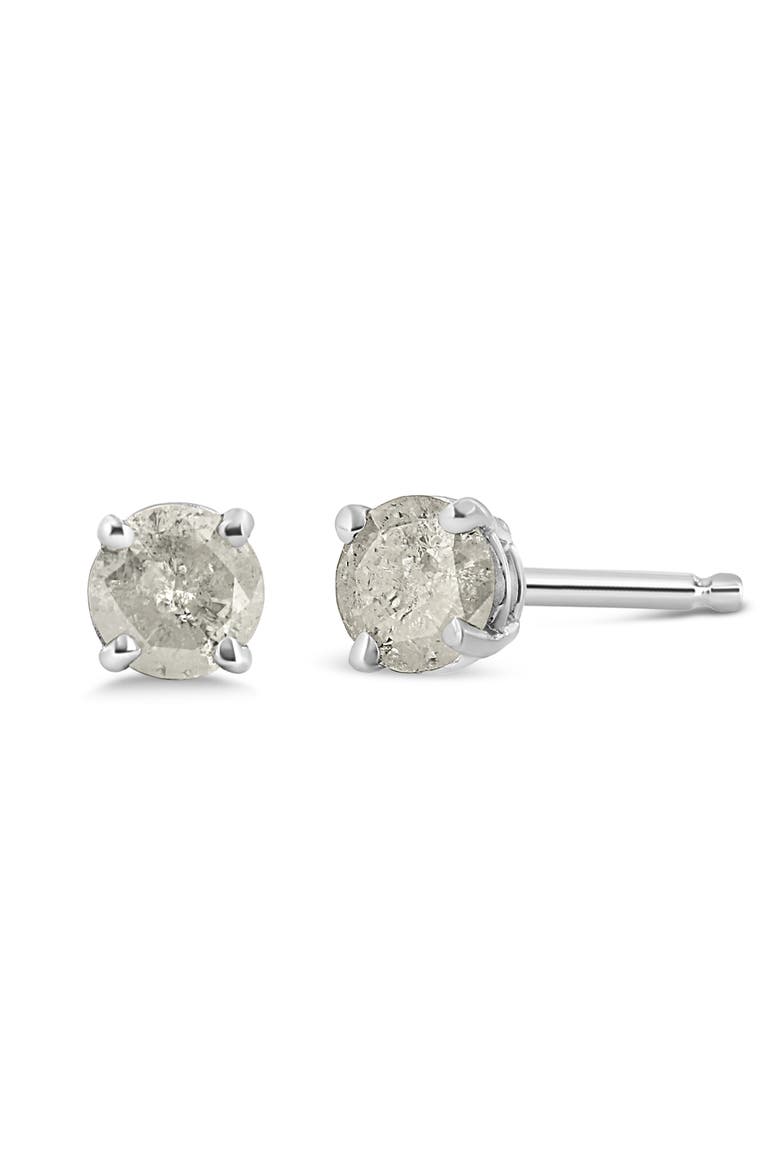 Silver 3/4 Ct Round"Salt and Pepper" Diamond Classic Stud Earrings, Main, color, White