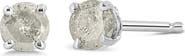 Haus of Brilliance Silver 3/4 Ct Round"Salt and Pepper" Diamond Classic Stud Earrings