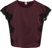 Anne Klein Lace Trim Satin Top