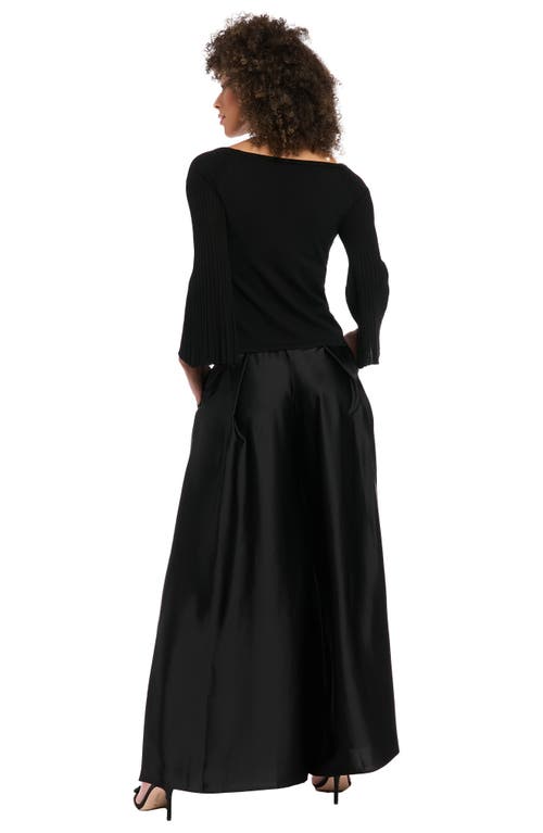 Muse Off The Shoulder Trumpet Sleeve Sweater In Black