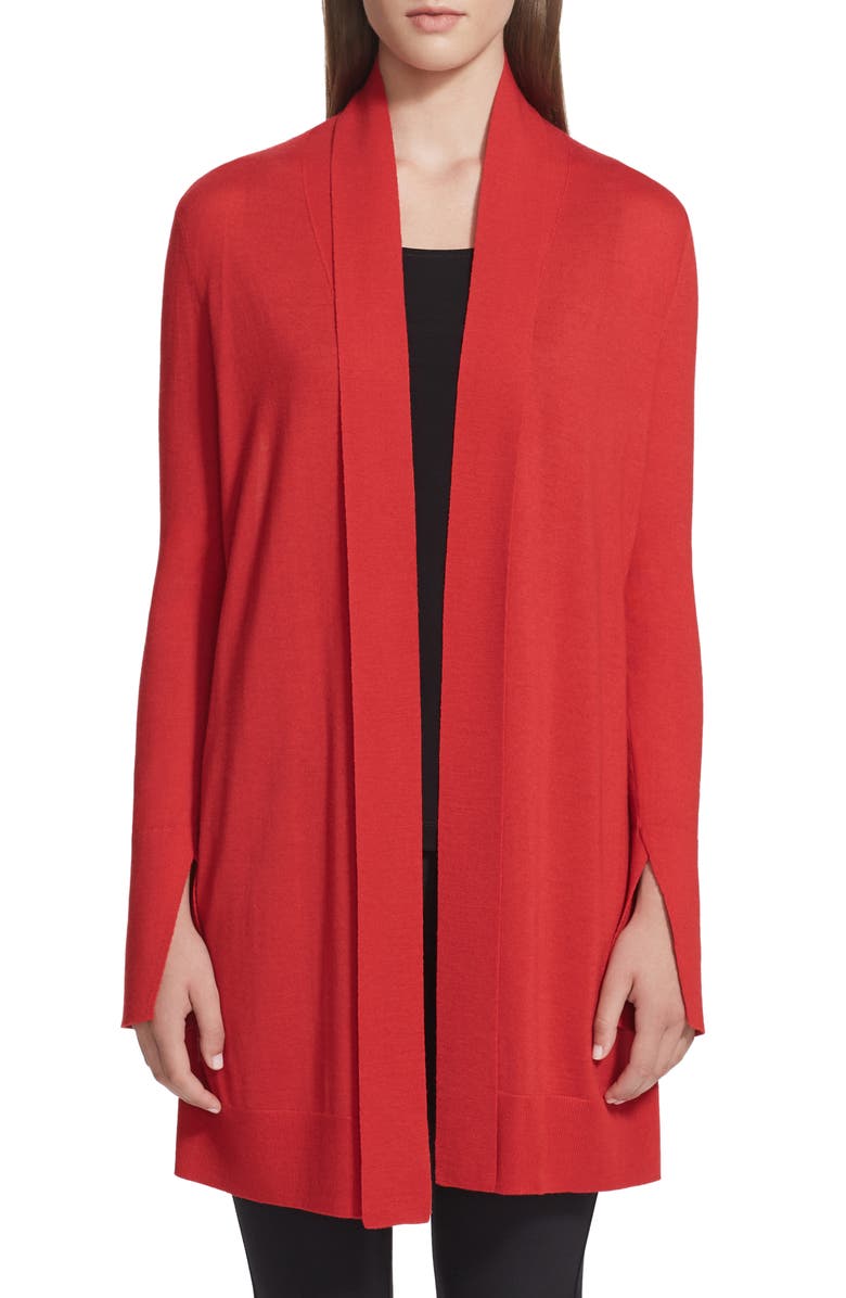 Lafayette 148 New York Contrast Back Tie Neck Cardigan, Main, color, 