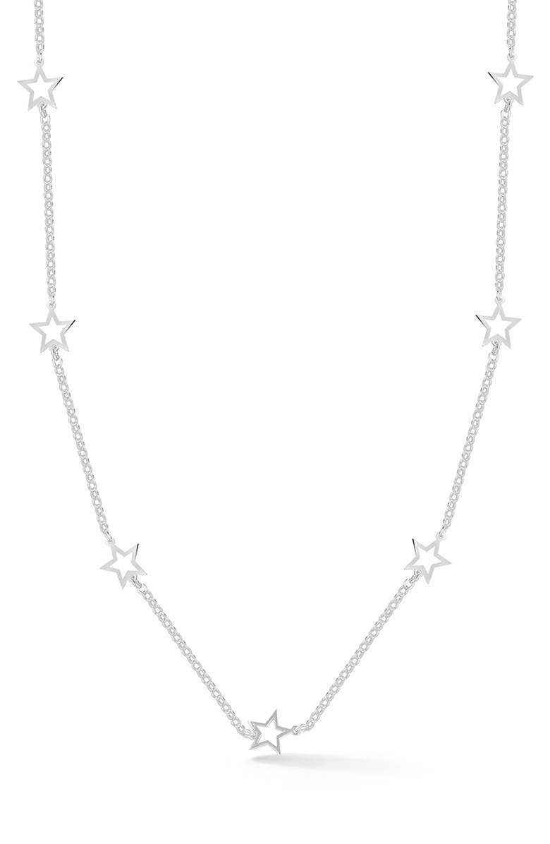 GLAZE JEWELRY Star Station Chain Necklace, Main, color, Silver