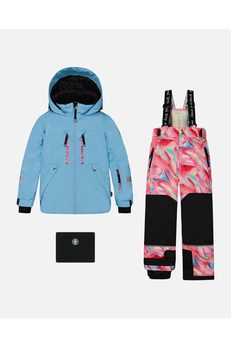 Big Girl's Two Piece Technical Snowsuit Air Blue And Printed Marble, Main, color, Printed Marble