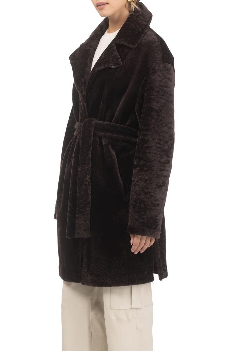 GORSKI Reversible Textured Genuine Shearling Stroller, Belt, Alternate, color, Brown/Brown