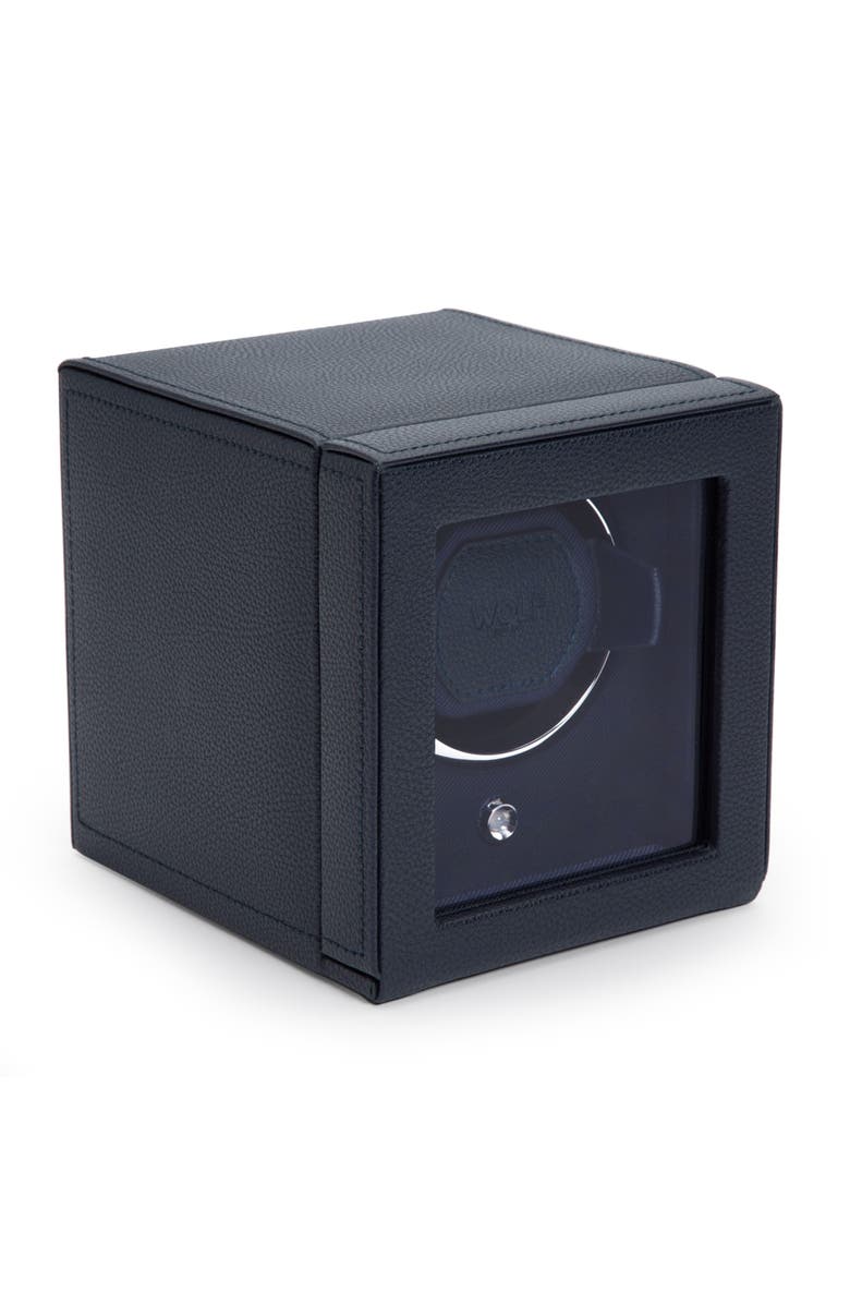 WOLF Cub Single Watch Winder with Cover, Alternate, color, Navy