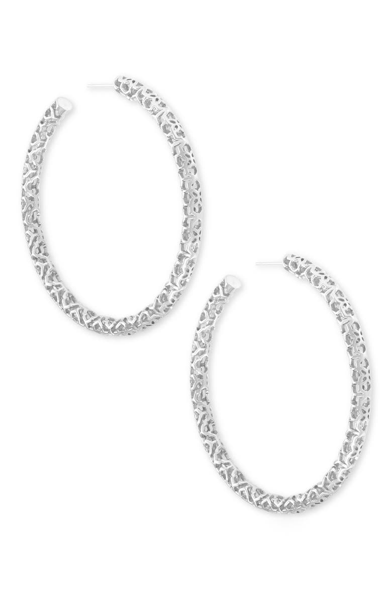 Maggie Large Hoop Earrings, Main, color, RHODIUM