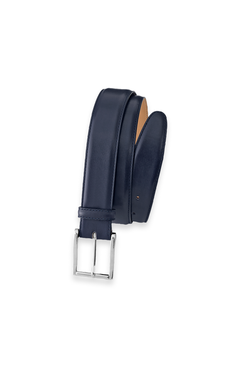 Paul Fredrick Leather Belt With Changeable Buckle, Main, color, Navy