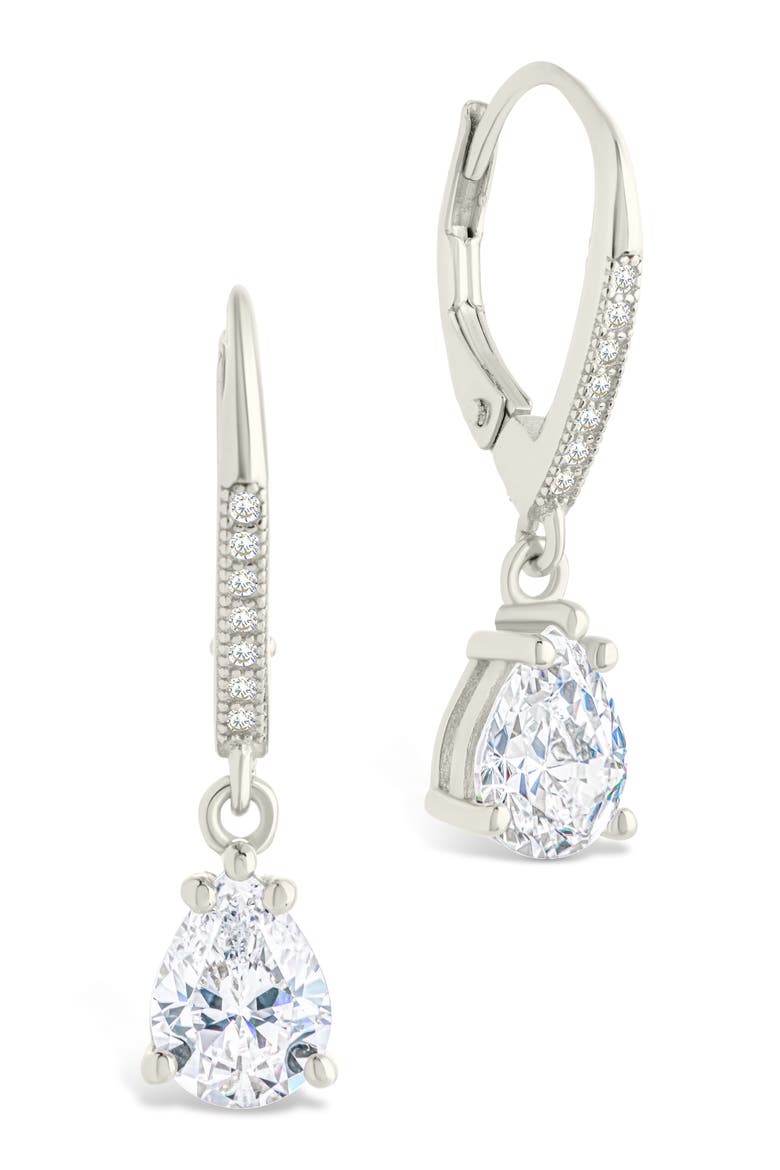 Angelica Pear Cut Cubic Zirconia Drop Earrings, Main, color, SILVER