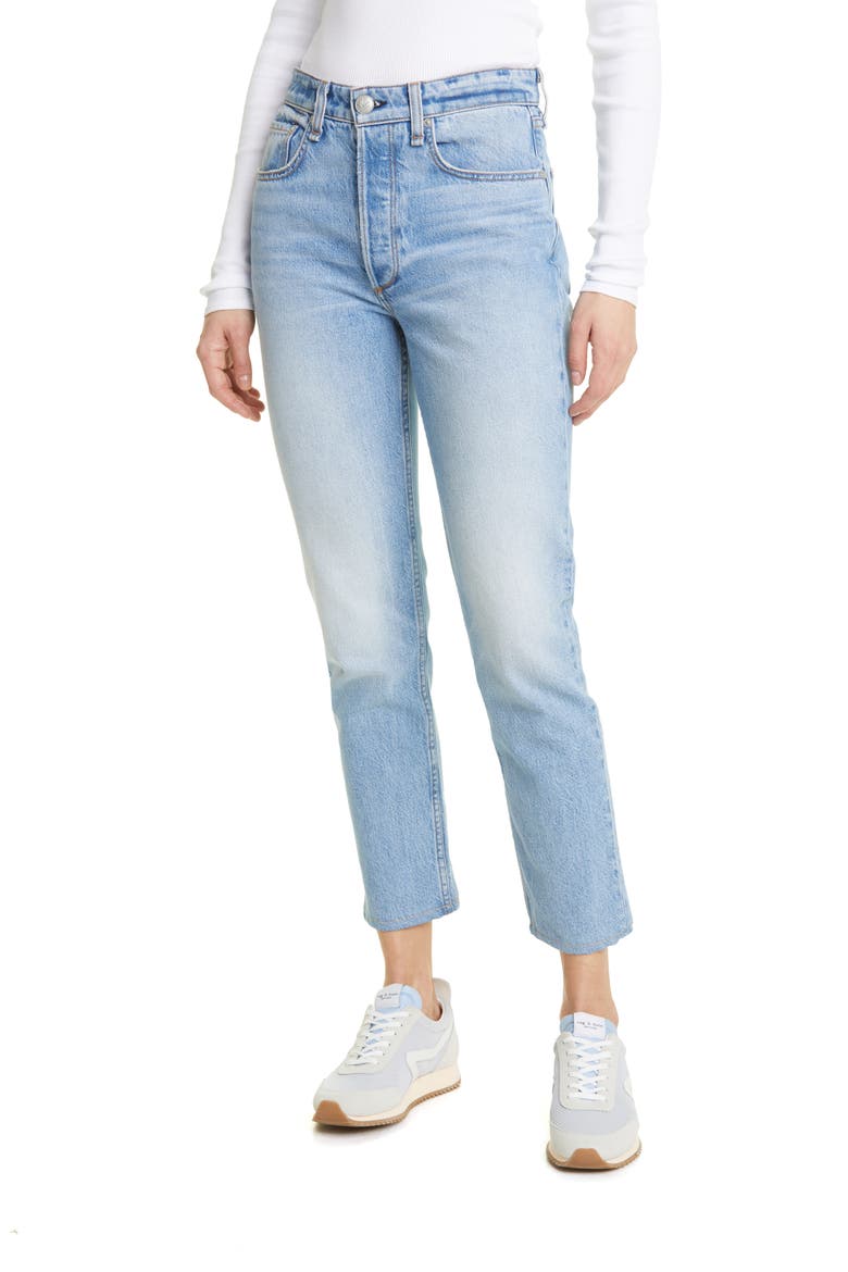 Nina High Waist Ankle Cigarette Jeans, Main, color, TULIP