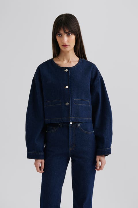 Elowen Cropped Long Sleeve Denim Jacket