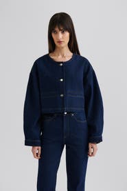 Malina Elowen Cropped Long Sleeve Denim Jacket