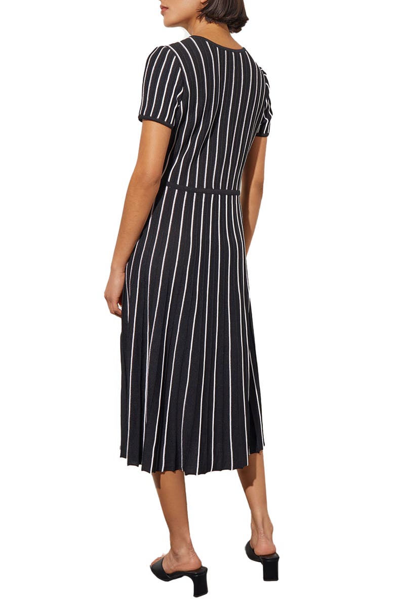 Ming Wang Modern Fit Stripe A-Line Knit Dress, Alternate, color, Black/ White
