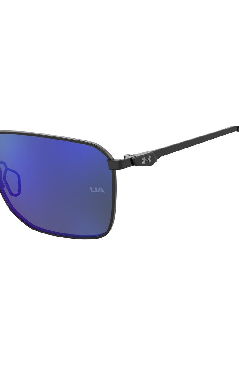 Under Armour 58mm Rectangular Sunglasses, Alternate, color, Black/ Blue Multilayer