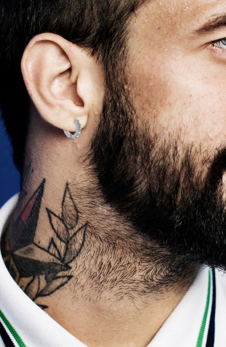 AllSaints Men's Stud Huggie Hoop Earrings, Alternate, color, Warm Silver