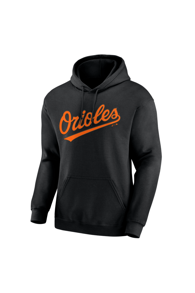 Men's Logo Athletic Black Baltimore Orioles Wordmark Hoodie, Alternate, color, Black