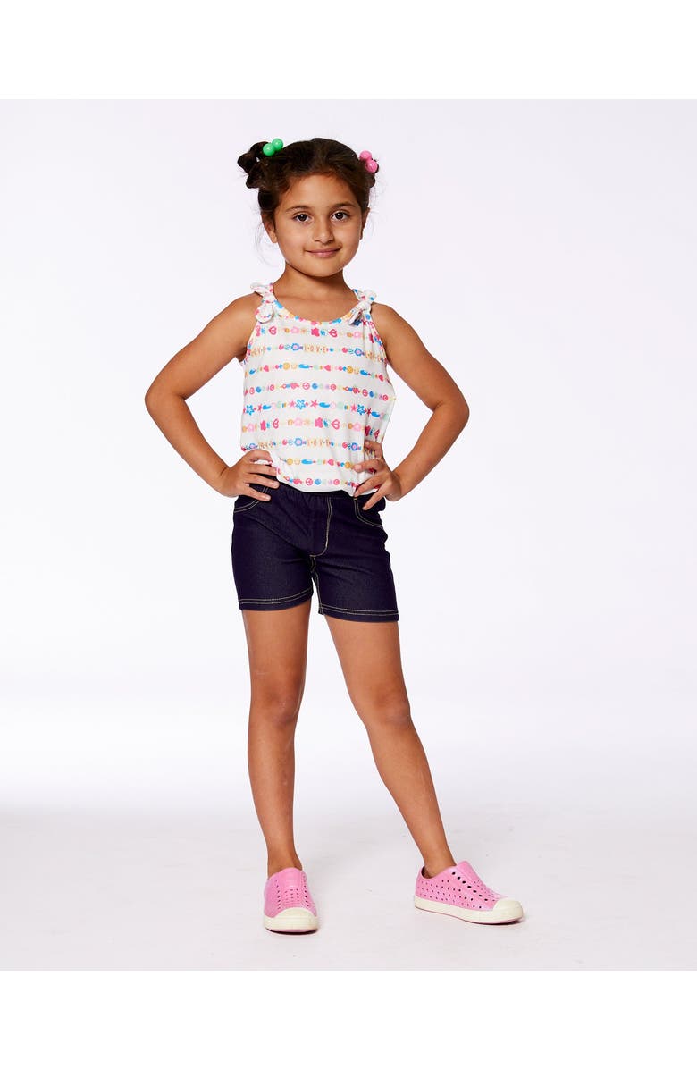 Deux par Deux Little Girl's Tank Top With Knots White And Multicolored Candies, Alternate, color, 