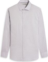 Bugatchi Julian Shaped Fit Geometric Print Cotton Button-Up Shirt