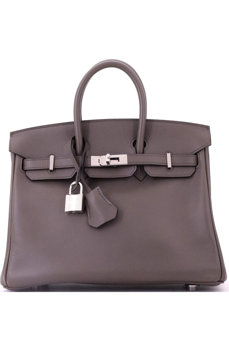 Pre-Owned Hermes Birkin Handbag Grey Swift with Palladium Hardware 25, Main, color, Etain