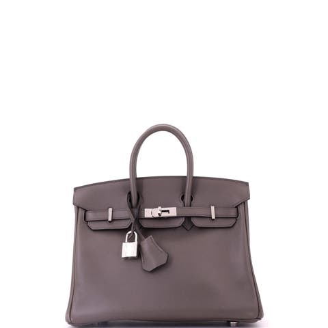 Birkin Handbag Grey Swift with Palladium Hardware 25