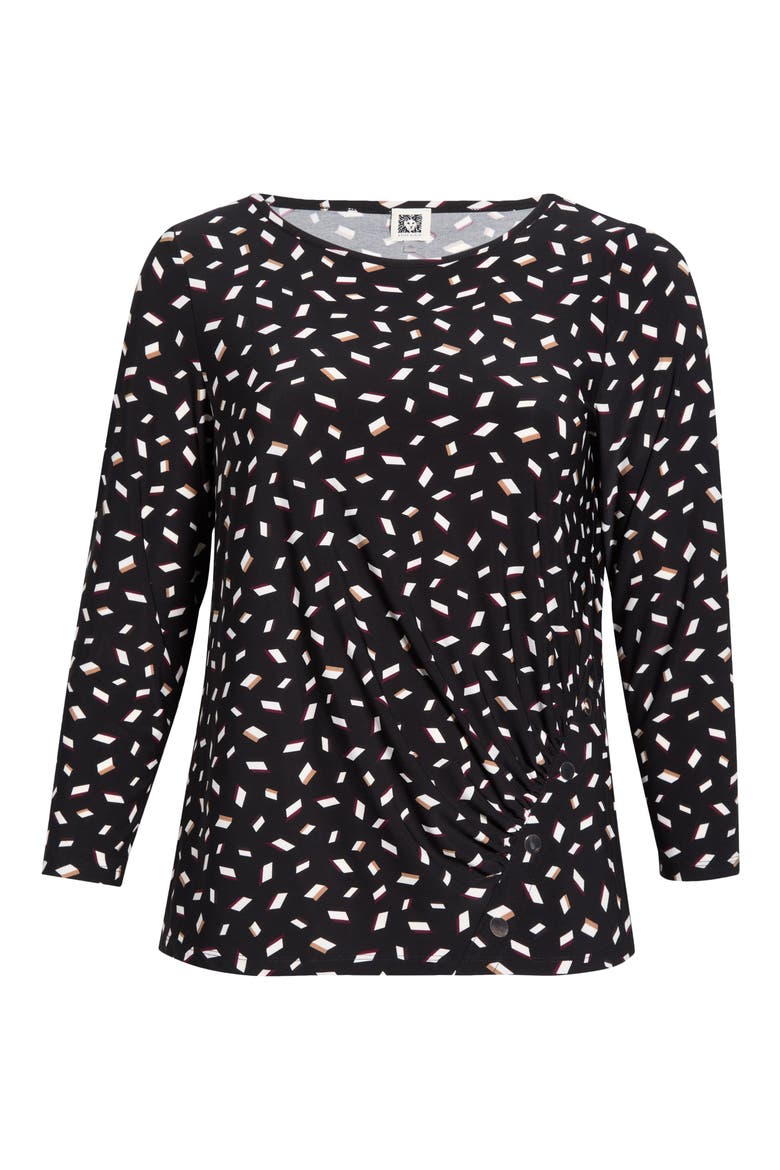 Ruched Long Sleeve Jersey Top, Alternate, color, ANNE BLACK MULTI
