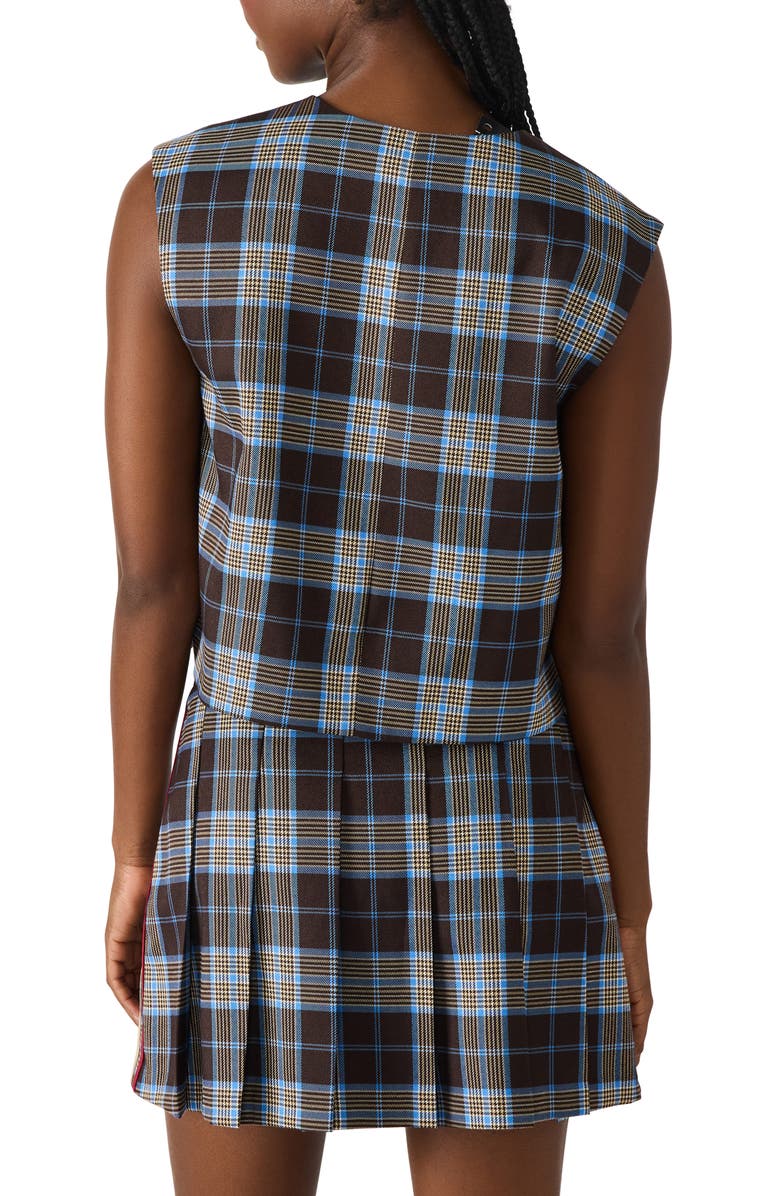 Steve Madden Alessa Sleeveless Plaid Shirt, Alternate, color, Brown Plaid