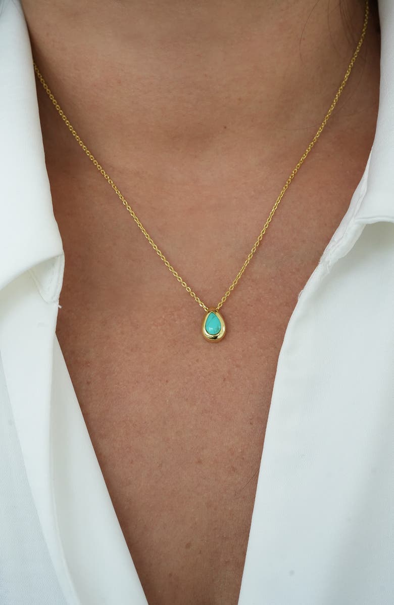 Argento Vivo Sterling Silver Turquoise Teardrop Pendant Necklace, Alternate, color, 