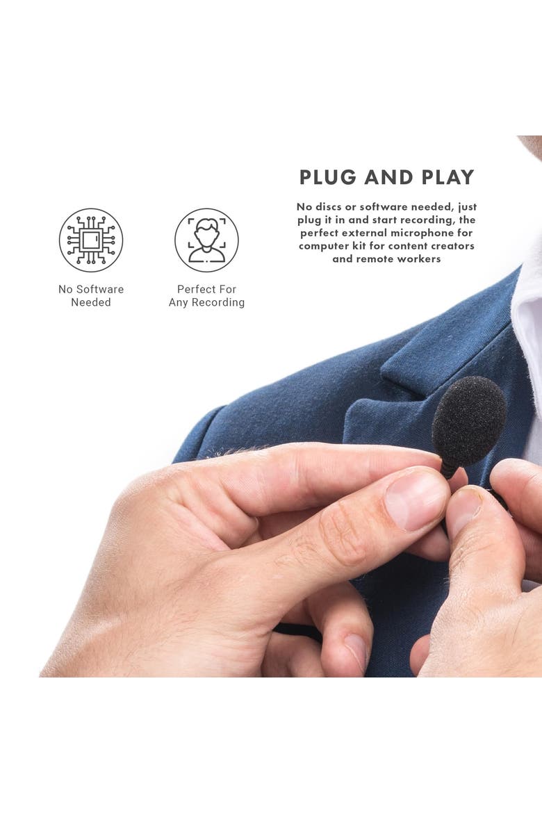 Universal USB Computer Microphone with USB Adapter Compatible with Laptop, PC and Mac, Smartphones, Cameras, Alternate, color, Black